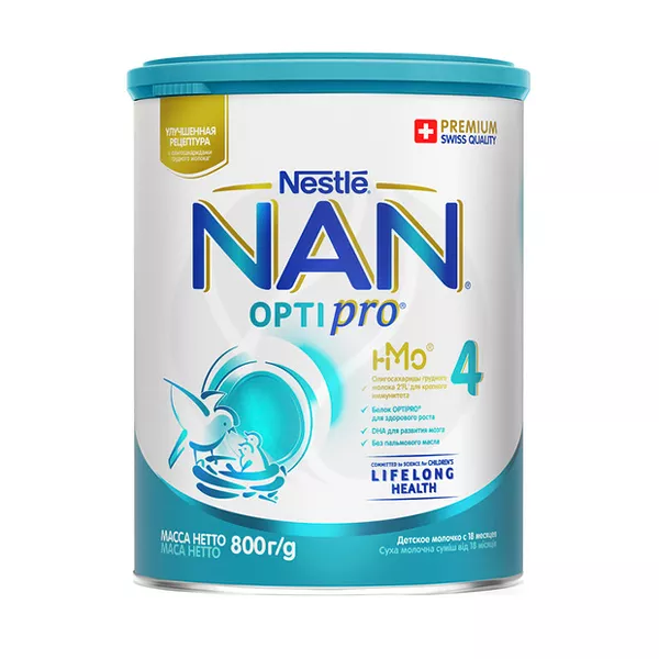 Изображение товара Nestle NAN 4 Optipro сухая молочная смесь (18+ мес), 800г Изображение товара Nestle NAN 4 Optipro сухая молочная смесь (18+ мес), 800г