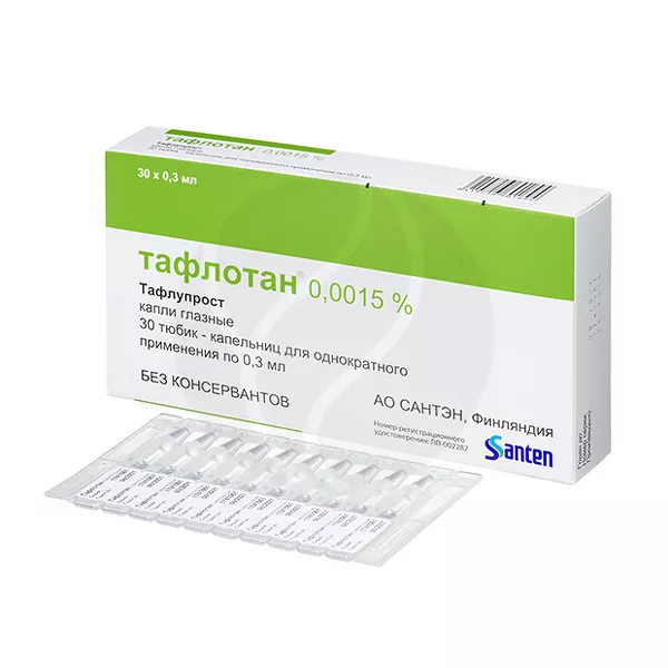 Изображение товара Тафлотан капли глазные 0,0015%, 0,3мл №30 Изображение товара Тафлотан капли глазные 0,0015%, 0,3мл №30
