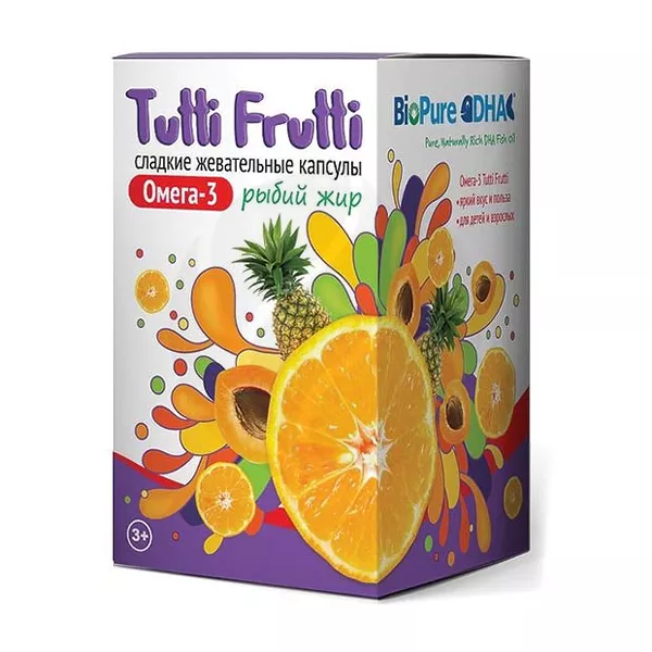 Изображение товара Омега 3 Тутти-Фрутти капсулы жевательные сладкие №45 Изображение товара Омега 3 Тутти-Фрутти капсулы жевательные сладкие №45