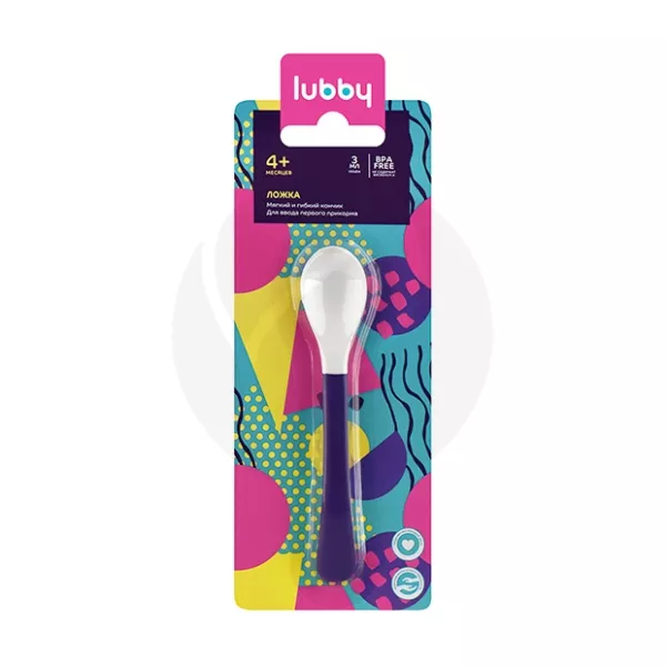 Изображение товара Ложка для кормления Lubby 4+ мес мягкий кончик удлиненная ручка