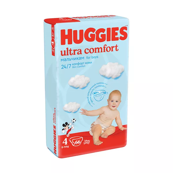Huggies Ultra Comfort подгузники для мальчиков 4 (8-14кг), 66шт