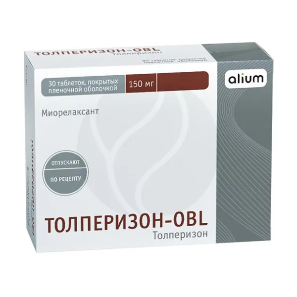 Изображение товара Толперизон-OBL таблетки покрытые пленочной оболочкой 150 мг, 30 шт.