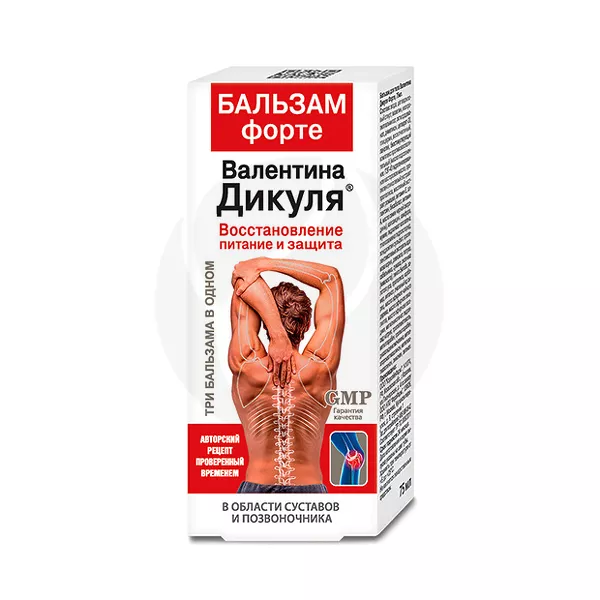 Изображение товара В.Дикуля форте бальзам д/наружн. прим. для суставов, 75мл Изображение товара В.Дикуля форте бальзам д/наружн. прим. для суставов, 75мл