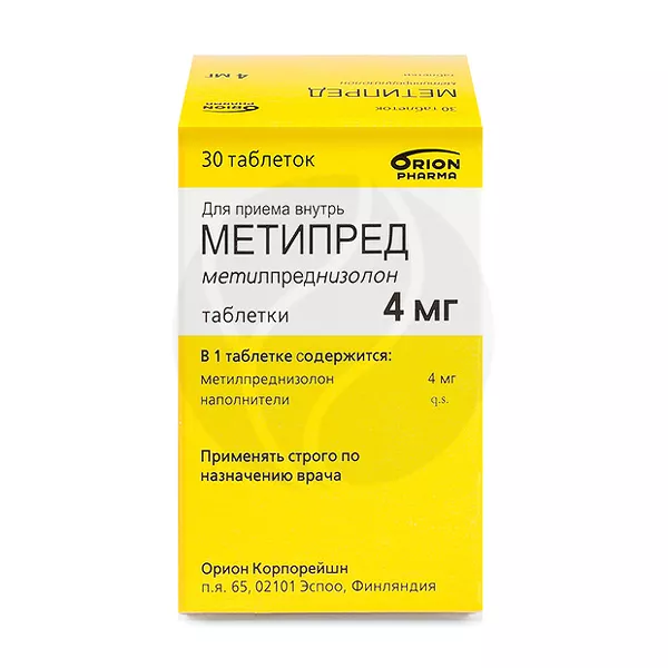 Изображение товара Таблетки Метипред 4 мг Orion - противовоспалительный глюкокортикостероид Изображение товара Таблетки Метипред 4 мг Orion - противовоспалительный глюкокортикостероид