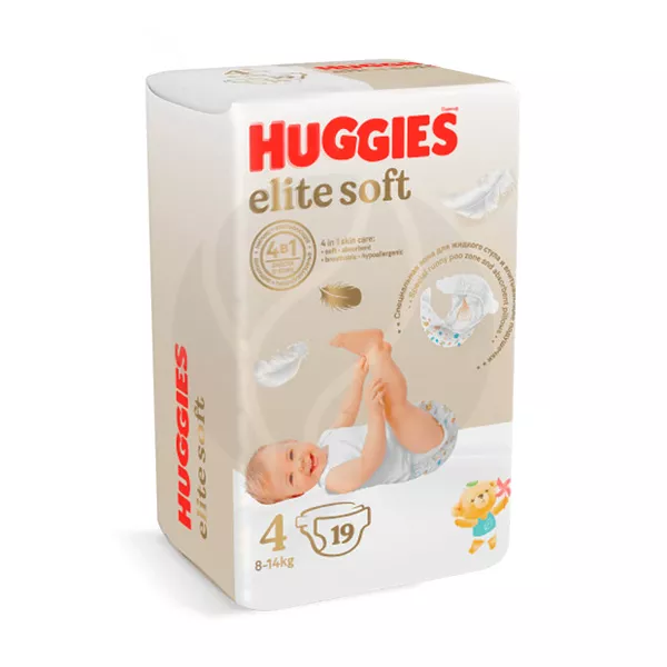 Изображение товара Huggies Elite Soft 4 подгузники (8-14кг), 19шт