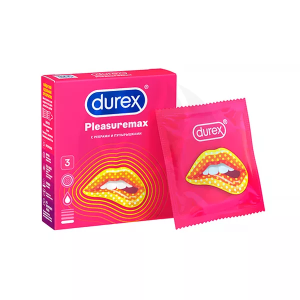 Изображение товара Durex Pleasuremax презервативы с ребрами и пупырышками, №3, безопасная контрацепция Изображение товара Durex Pleasuremax презервативы с ребрами и пупырышками, №3, безопасная контрацепция