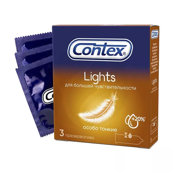 Изображение товара Презервативы Contex Lights Особо тонкие 3 шт Изображение товара Презервативы Contex Lights Особо тонкие 3 шт
