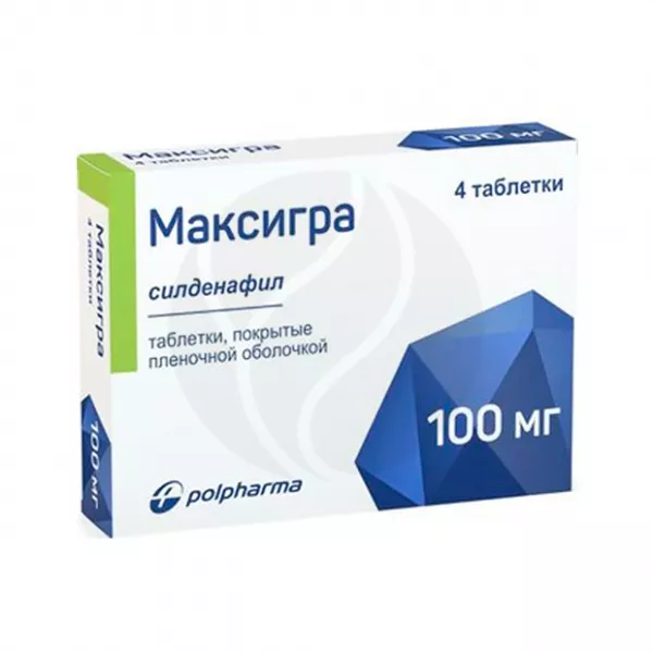 Максигра таблетки покрыт. п/о 100мг, №4