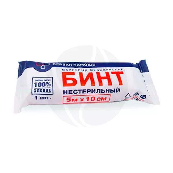 Изображение товара Бинт нестерильный марлевый медицинский, (5м*10см) Изображение товара Бинт нестерильный марлевый медицинский, (5м*10см)