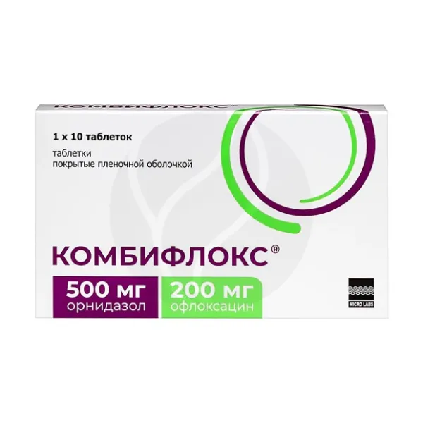 Изображение товара Комбифлокс таблетки покрытые 500мг+200мг №10 Индия
