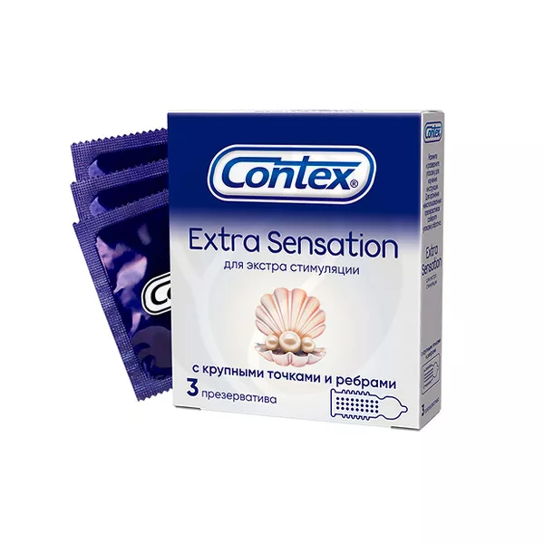 Изображение товара Презервативы Contex Extra Sensation с крупными точками и ребрами, 3 шт Изображение товара Презервативы Contex Extra Sensation с крупными точками и ребрами, 3 шт