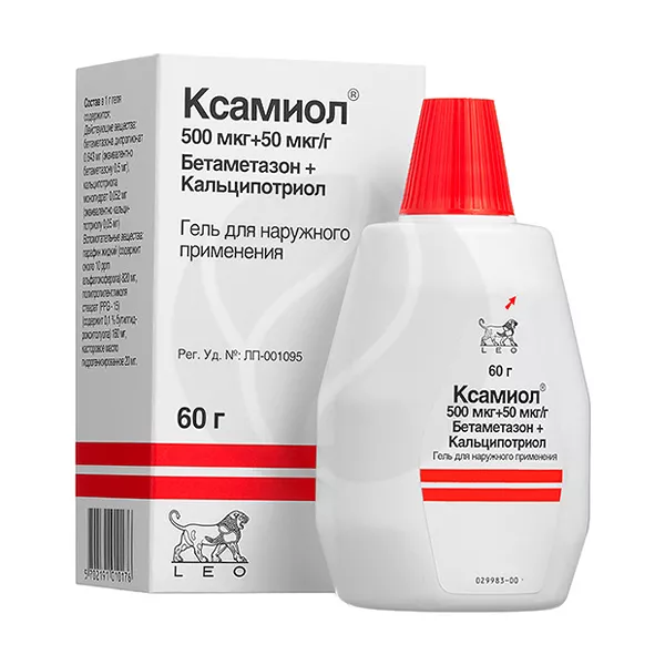 Изображение товара Ксамиол гель д/наружн. прим. 500мкг+50мкг/г, 60г