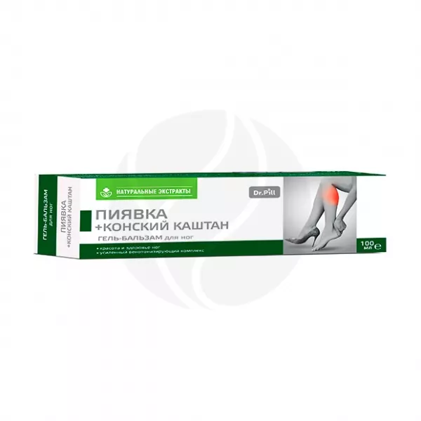 Изображение товара Гель-бальзам для ног с пиявкой и каштаном Dr.Pill 100мл для отечности и усталости ног