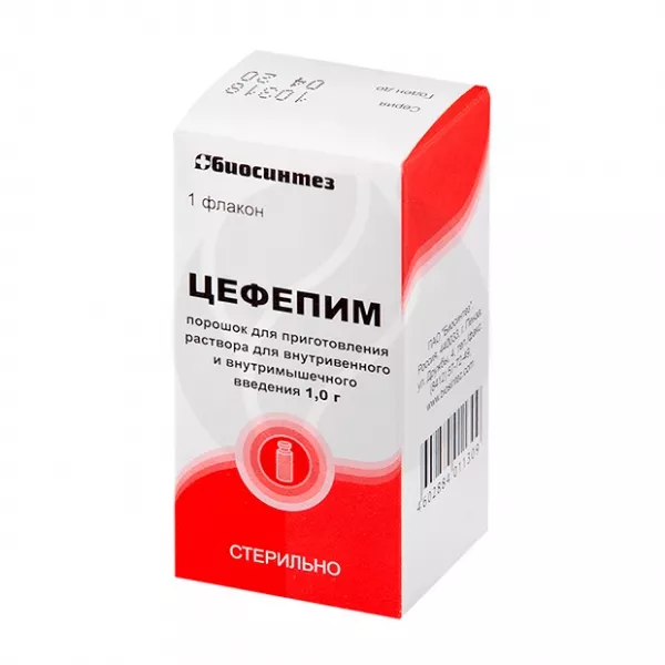 Изображение товара Цефепим порошок д/пригот. р-ра д/инъекций 1г, №1