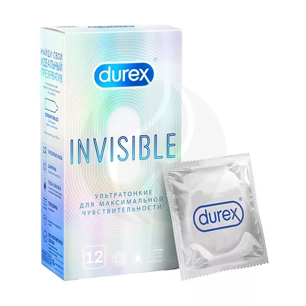 Изображение товара Durex Invisible ультратонкие презервативы No12 - максимум чувствительности и безопасности Изображение товара Durex Invisible ультратонкие презервативы No12 - максимум чувствительности и безопасности