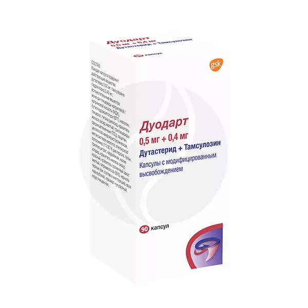 Изображение товара Дуодарт капсулы 0,5мг+0,4мг №90 для лечения простаты
