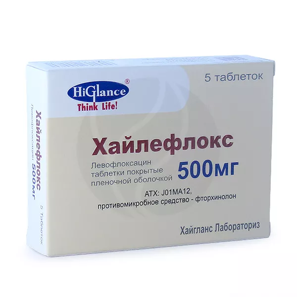 Изображение товара Хайлефлокс таблетки п/о 500мг, №5 - антибактериальный препарат Изображение товара Хайлефлокс таблетки п/о 500мг, №5 - антибактериальный препарат
