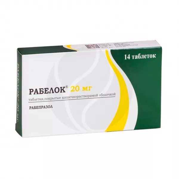 Изображение товара Рабелок таблетки покрытая кишечнорастворимой оболочкой 20мг, 14 шт. Индия