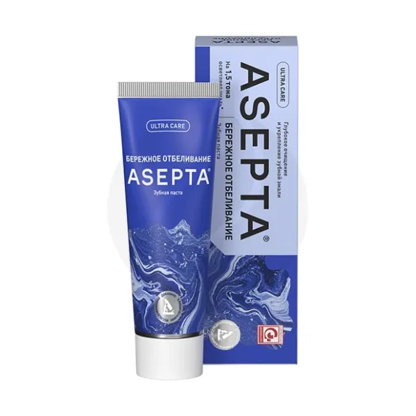 Изображение товара Asepta Whitening Бережное отбеливание зубная паста 75мл для укрепления эмали Изображение товара Asepta Whitening Бережное отбеливание зубная паста 75мл для укрепления эмали