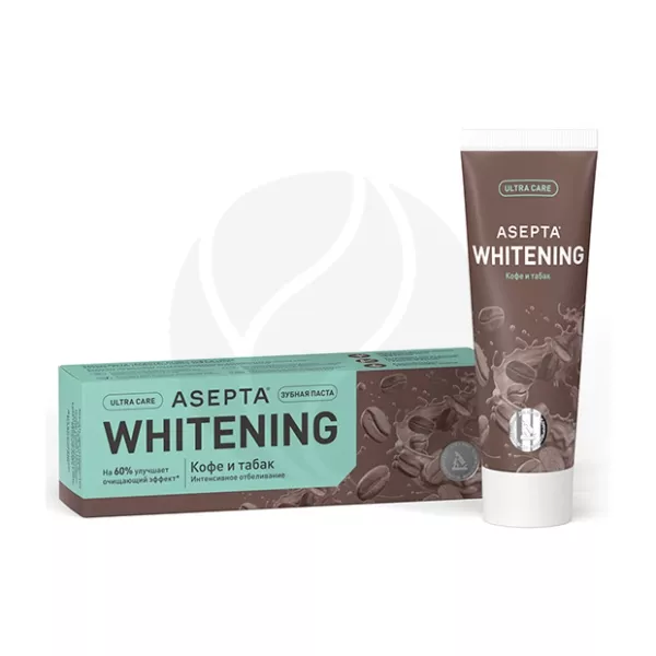Изображение товара Asepta Whitening кофе и табак зубная паста для интенсивного отбеливания, 75мл