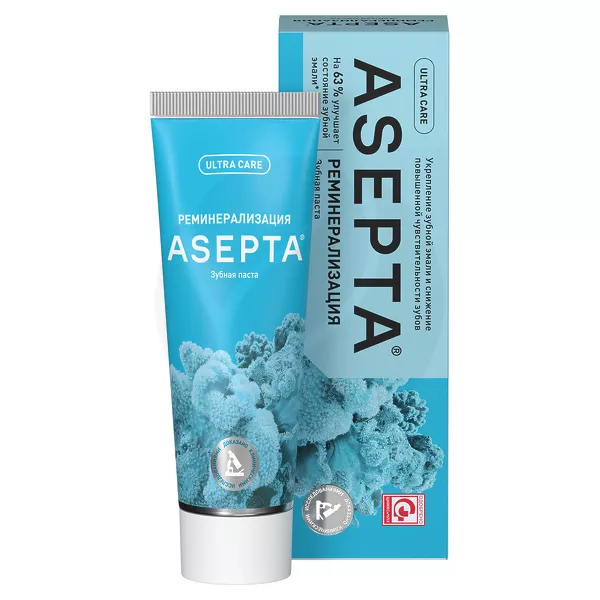 Изображение товара Asepta Ultra Care Реминерализация зубная паста для укрепления зубной эмали, 75мл Изображение товара Asepta Ultra Care Реминерализация зубная паста для укрепления зубной эмали, 75мл