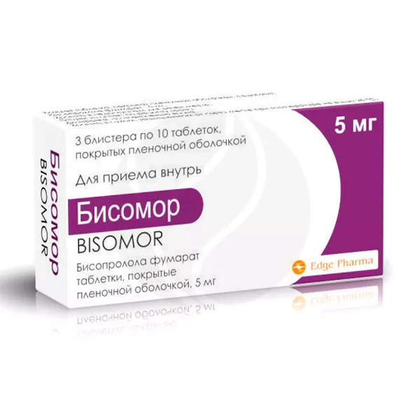 Изображение товара Бисомор таблетки покрыт. п/о 5мг, №30 Изображение товара Бисомор таблетки покрыт. п/о 5мг, №30