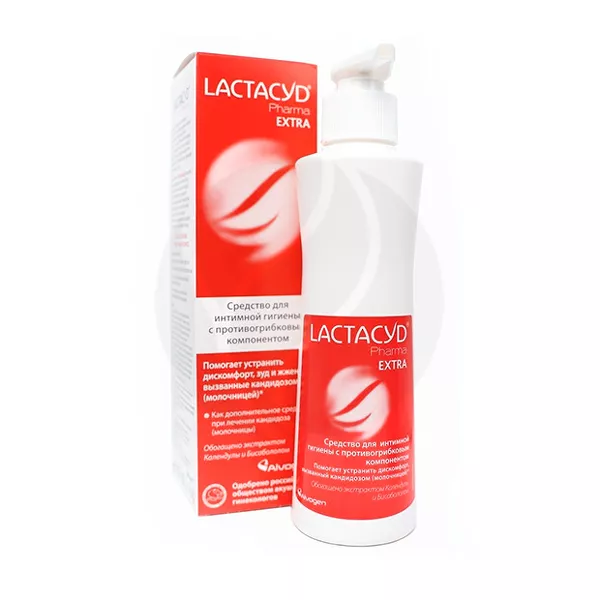 Изображение товара Lactacyd Pharma Extra средство для интимной гигиены с противогрибковым компонентом, 250мл Изображение товара Lactacyd Pharma Extra средство для интимной гигиены с противогрибковым компонентом, 250мл