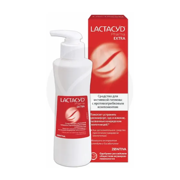 Изображение товара Lactacyd Pharma Extra средство для интимной гигиены с противогрибковым компонентом, 250мл Изображение товара Lactacyd Pharma Extra средство для интимной гигиены с противогрибковым компонентом, 250мл