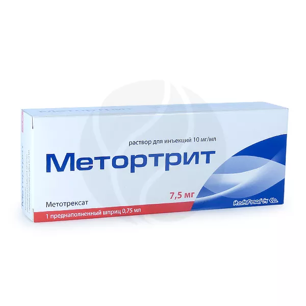 Изображение товара Лекарственный раствор Метотритр для инъекций 10мг/мл, №1 Изображение товара Лекарственный раствор Метотритр для инъекций 10мг/мл, №1