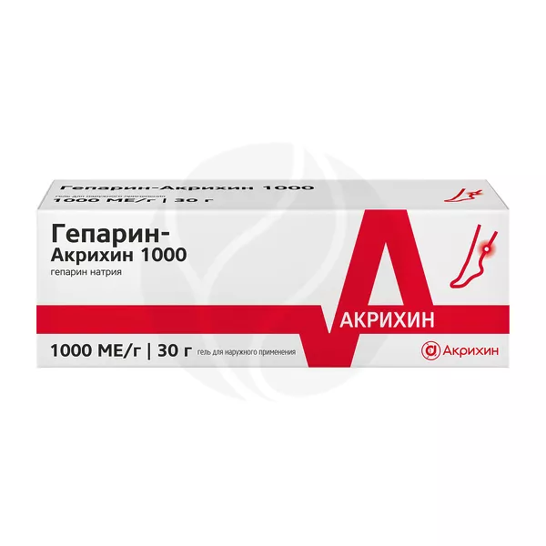Изображение товара Гепарин Акрихин гель д/наружн. прим. 1000МЕ/г, 30г Изображение товара Гепарин Акрихин гель д/наружн. прим. 1000МЕ/г, 30г