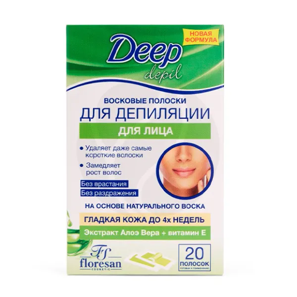 Изображение товара Восковые полоски для депиляции лица Deep Depil с алоэ вера 20 шт