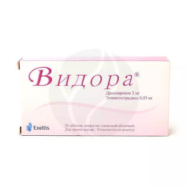 Изображение товара Видора таблетки покрыт. п/о 3мг+0, 03мг No28 - гормональные контрацептивы и средства для гормональн