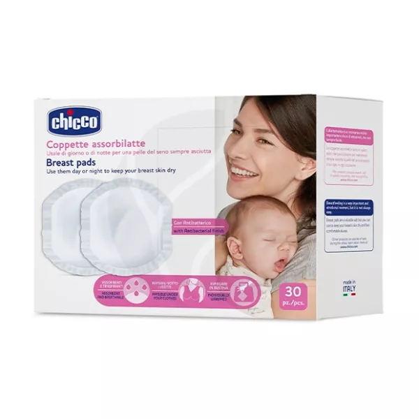 Chicco Natural Feeling антибактериальные прокладки для груди, 30шт