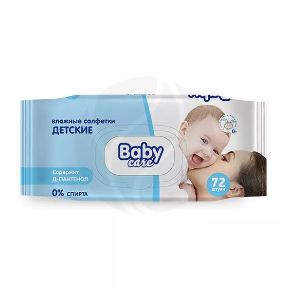 Изображение товара Baby Care Влажные салфетки детские с пантенолом, 72шт Изображение товара Baby Care Влажные салфетки детские с пантенолом, 72шт