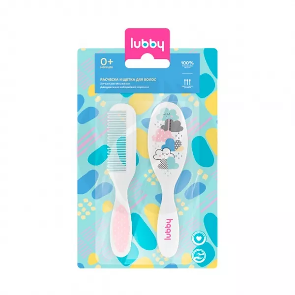 Изображение товара Lubby набор расческа и щетка из натуральной щетины (0+мес)