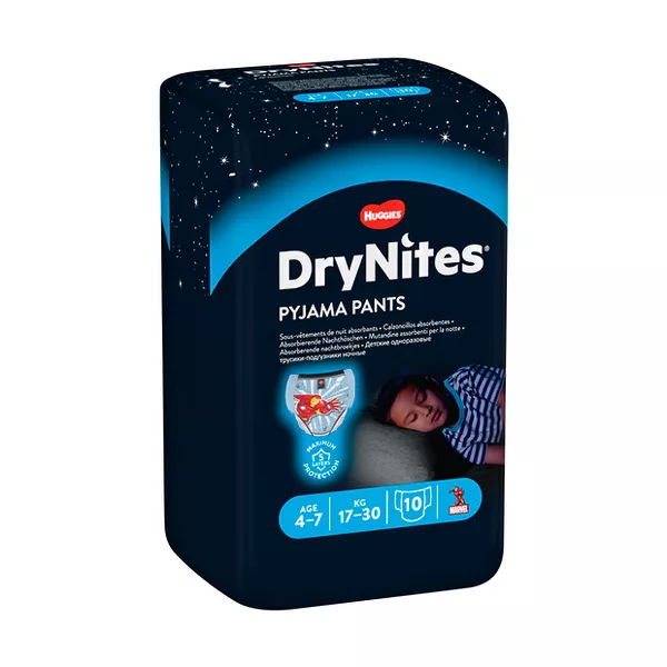 Изображение товара Huggies DryNites подгузники-трусики для мальчиков 4-7 лет 10 шт Изображение товара Huggies DryNites подгузники-трусики для мальчиков 4-7 лет 10 шт
