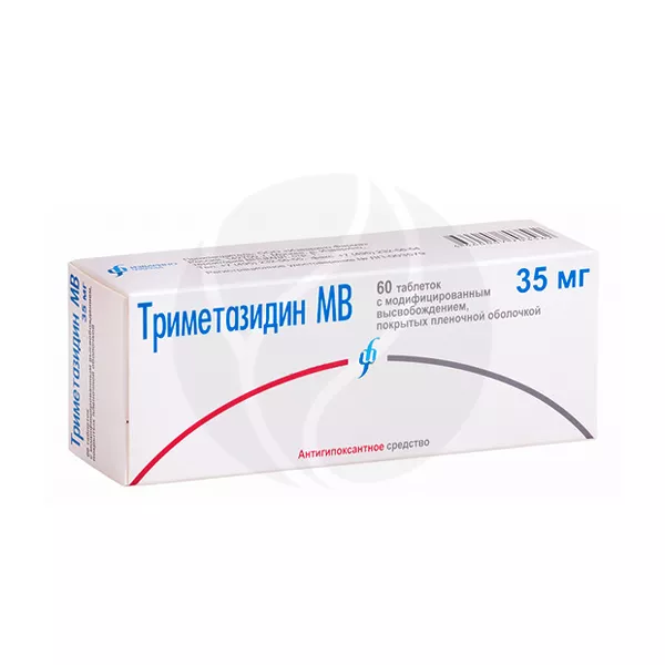 Изображение товара Триметазидин МВ Изварино таблетки с модиф.высв.покрыт.п/о 35мг, №60 Изображение товара Триметазидин МВ Изварино таблетки с модиф.высв.покрыт.п/о 35мг, №60