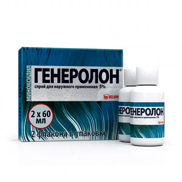 Изображение товара Генеролон спрей 5% для роста волос, 60 мл — лечение облысения