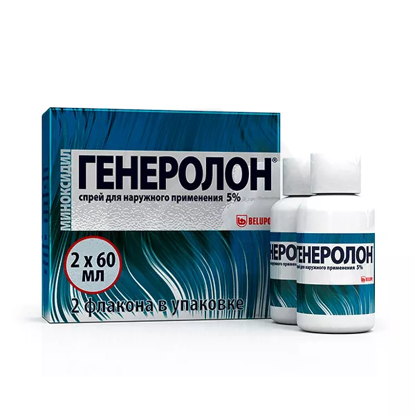 Изображение товара Генеролон спрей 5% для стимуляции роста волос 60 мл Изображение товара Генеролон спрей 5% для стимуляции роста волос 60 мл