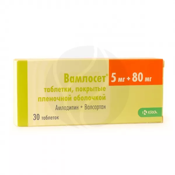 Изображение товара Вамлосет таблетки покрыт. п/о 5мг+80мг, №30 Изображение товара Вамлосет таблетки покрыт. п/о 5мг+80мг, №30