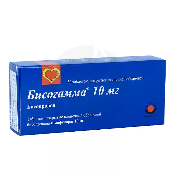 Изображение товара Таблетки Бисогамма Бисопролола гемифумарат 10 мг Изображение товара Таблетки Бисогамма Бисопролола гемифумарат 10 мг