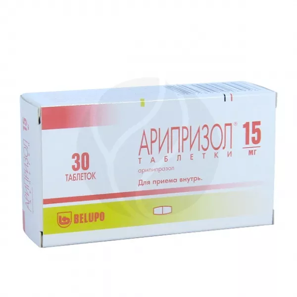 Изображение товара Арипризол таблетки 15 мг для лечения шизофрении и биполярного расстройства 30 шт