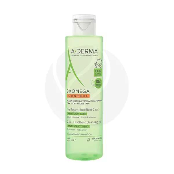 A-Derma Exomega Control гель очищающий 2в1 для тела и волос, 200мл