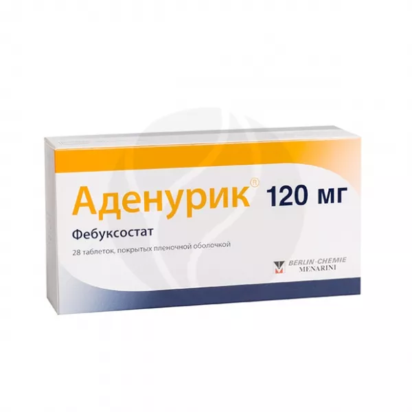 Изображение товара Аденурик 120 мг таблетки покрыт. п/о 28 шт для лечения гиперурикемии и подагры