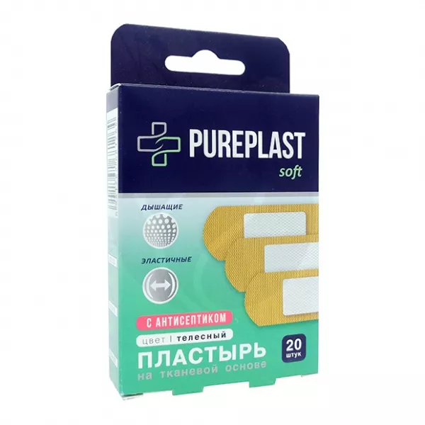Изображение товара Pureplast Soft пластырь бактерицидный на тканевой основе, 20шт Изображение товара Pureplast Soft пластырь бактерицидный на тканевой основе, 20шт