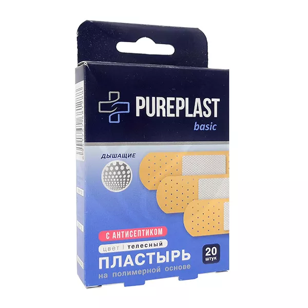 Изображение товара Бактерицидный пластырь Pureplast Basic 20 шт, антисептик риванол Изображение товара Бактерицидный пластырь Pureplast Basic 20 шт, антисептик риванол
