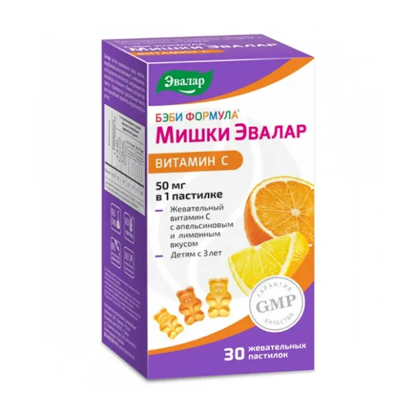 Изображение товара Эвалар Бэби Формула Мишки витамин С пастилки жевательные, №30