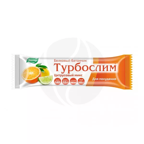 Эвалар Турбослим Белковый батончик для похудения Цитрусовый микс, 50г