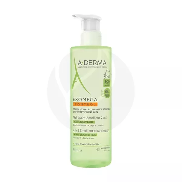Изображение товара A-Derma Exomega Control 2в1 Смягчающий очищающий гель для тела и волос 500мл Изображение товара A-Derma Exomega Control 2в1 Смягчающий очищающий гель для тела и волос 500мл