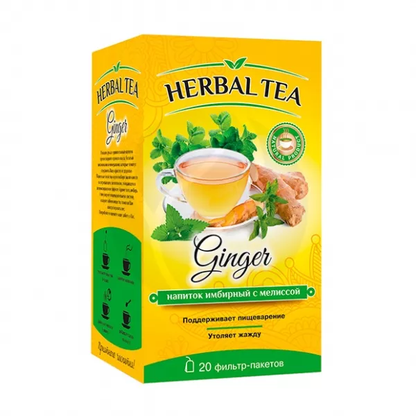 Изображение товара Herbal tea  чайный напиток имбирный с мелиссой и цедрой лимона, №20